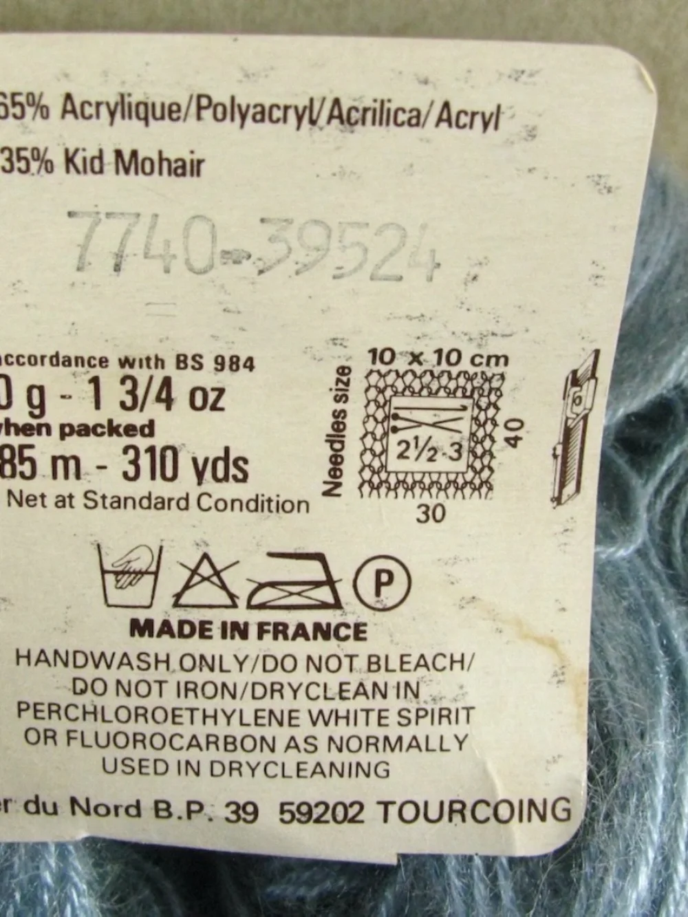 Mohair Blend Yarn Pale Blue Acrylic Kid Mohair 50g Berger du Nord France x4+
